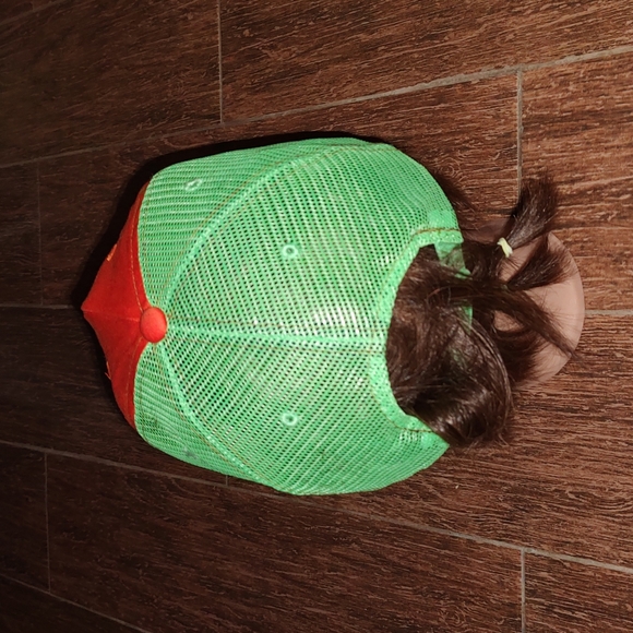 Von Dutch Original Embroidered Logo Trucker Mesh Orange Green Snapback Hat - Picture 3 of 7